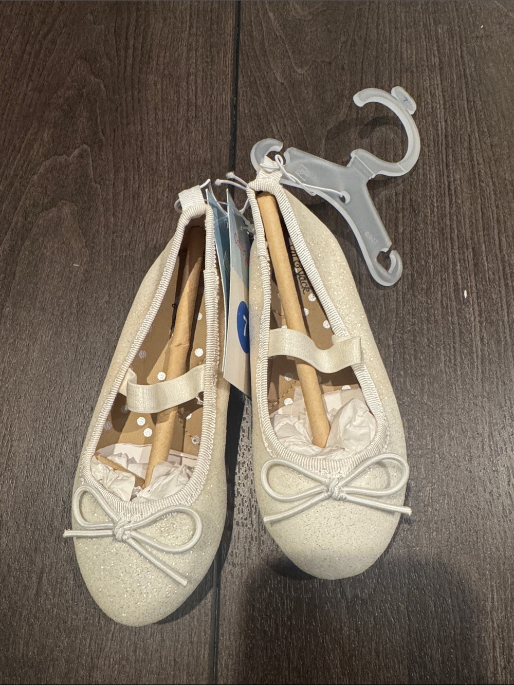 Glitter white ballet flats